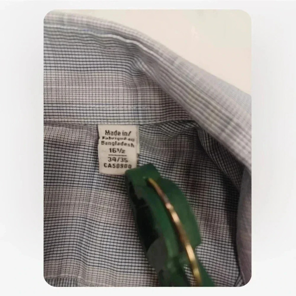 Calvin Klein Blue Grey Button Down  Long Sleeve Dress Shirt Size 16.5 34/35 - Picture 10 of 12